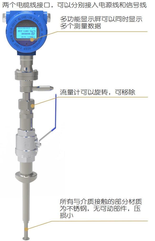 高溫型熱式氣體質(zhì)量流量計結構圖